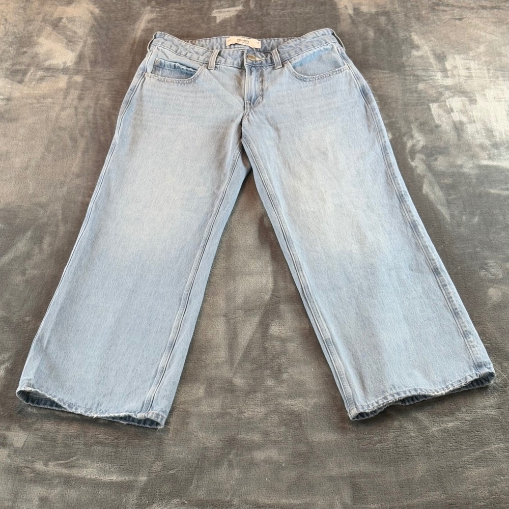 Hollister Low-Rise Baggy Jeans Light Wash Blue Denim Wide Leg Womens 4S